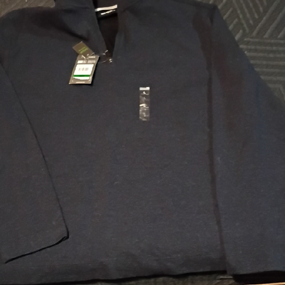 (26)Van Heusen Men's Dark Blue Quarter Zip Up